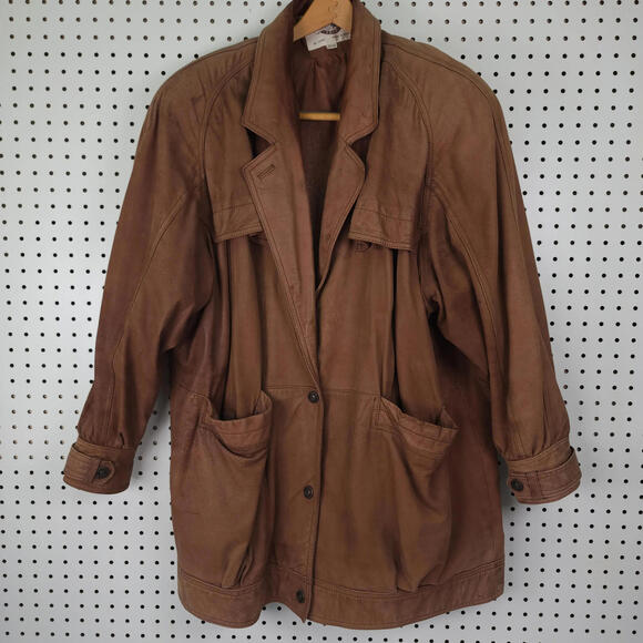 Jackets & Blazers - G-III Leather Fashions Brown Leather Jacket Size 18/20